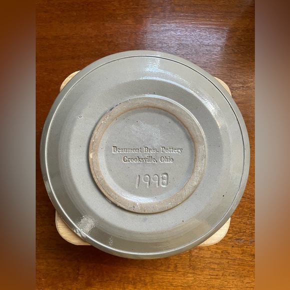 Vintage 1998 Beaumont Brothers Pottery Salt Glaze 7" Snowman Plate - Picture 3 of 5